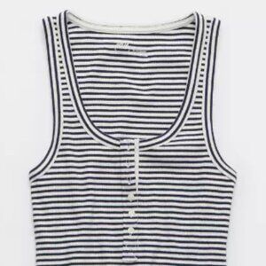 LIKE NEW Aerie Tuck-It-In Henley Tank Top navy striped summer 2024